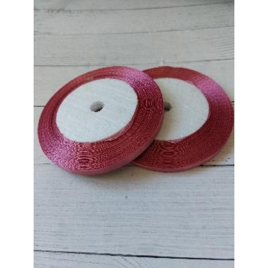 Лента атласная однотонная 0,6 см*25 ярдов цв. вишневая пенка 127, цена за катушку